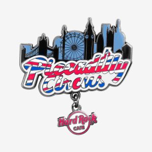 Piccadilly Circus Skyline Flag Dangle Pin