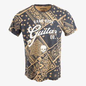 Guitar Company Adult Fit Crewneck Tee with Skull Bandana Print