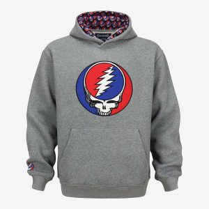 Grateful Dead Lightning Bolt Skull Hoodie in Grey